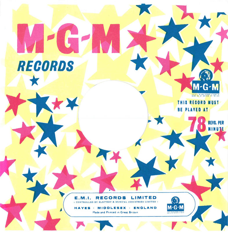 MGM - Pink/Blue/Yellow Stars on White - Straight sleeve image